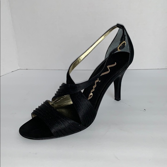 Mina Strappy Slingback Black Open Toe size 8.5 - Picture 3 of 11